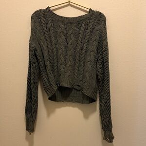 Garage Olive Cable Knit Sweater